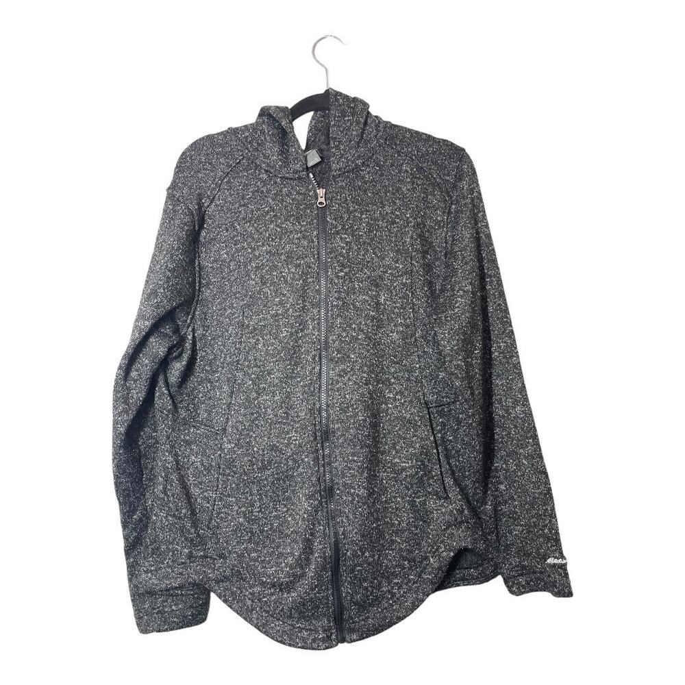 Eddie Bauer Black Space Dye Hoodie Full Zip Sweatshirt Jacket XL Womens